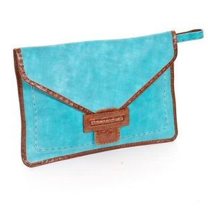 Carla Mancini Devon aqua envelope clutch